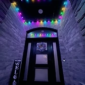 Front entry detail with color-changing permanent LED soffit lighting