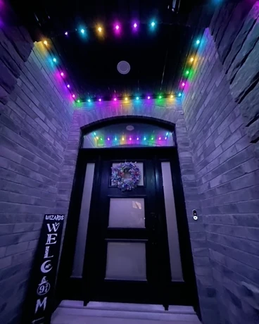 Front Entry — Colour Detail — GoBright permanent lighting installation
