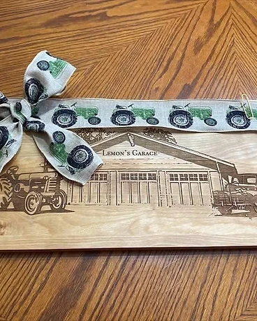 “Lemon's Garage” Wood Plaque — GoBright permanent lighting installation