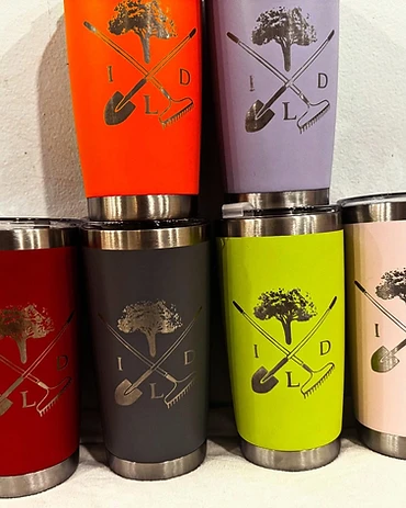 Gardening Monogram Tumblers — custom laser engraving by GoBright