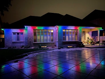 Backyard Roofline & Pool Reflection — GoBright permanent lighting