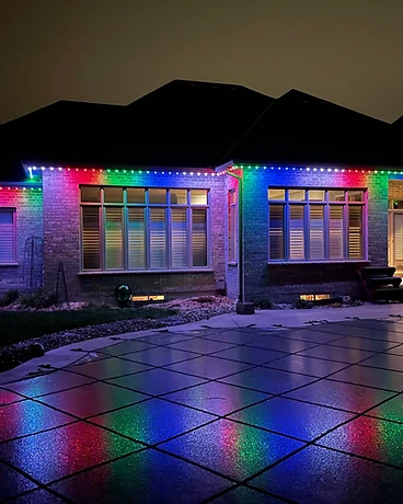 Backyard Roofline & Pool Reflection — GoBright permanent lighting installation
