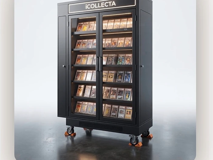 SlabLab Home Showcase — glass-door graded card cabinet