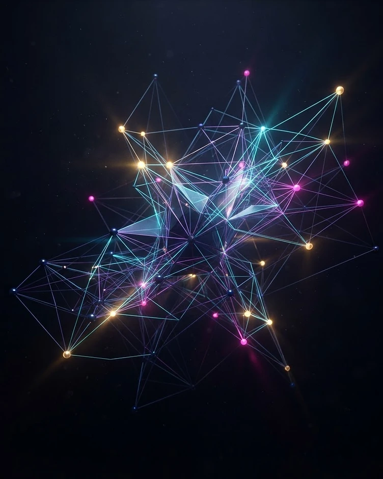 Abstract network constellation in OMV gradient colours