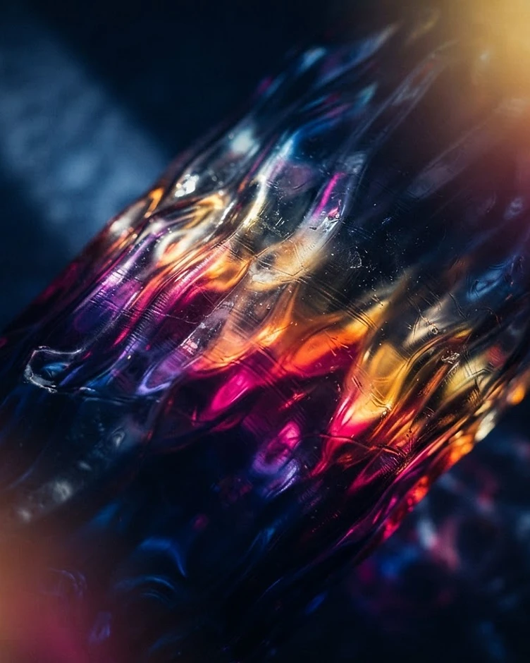 Abstract iridescent light refraction in OMV gradient colours