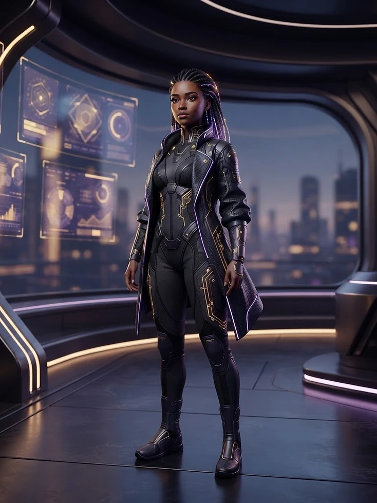 An avatar inside a designed 3D virtual space