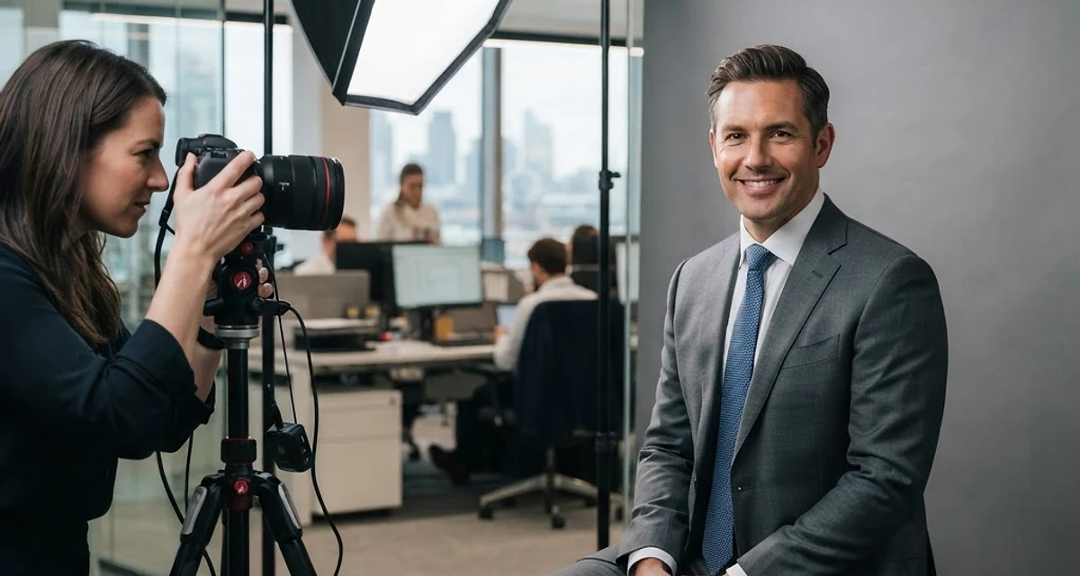 Executive headshot photography session with studio lighting in Riyadh