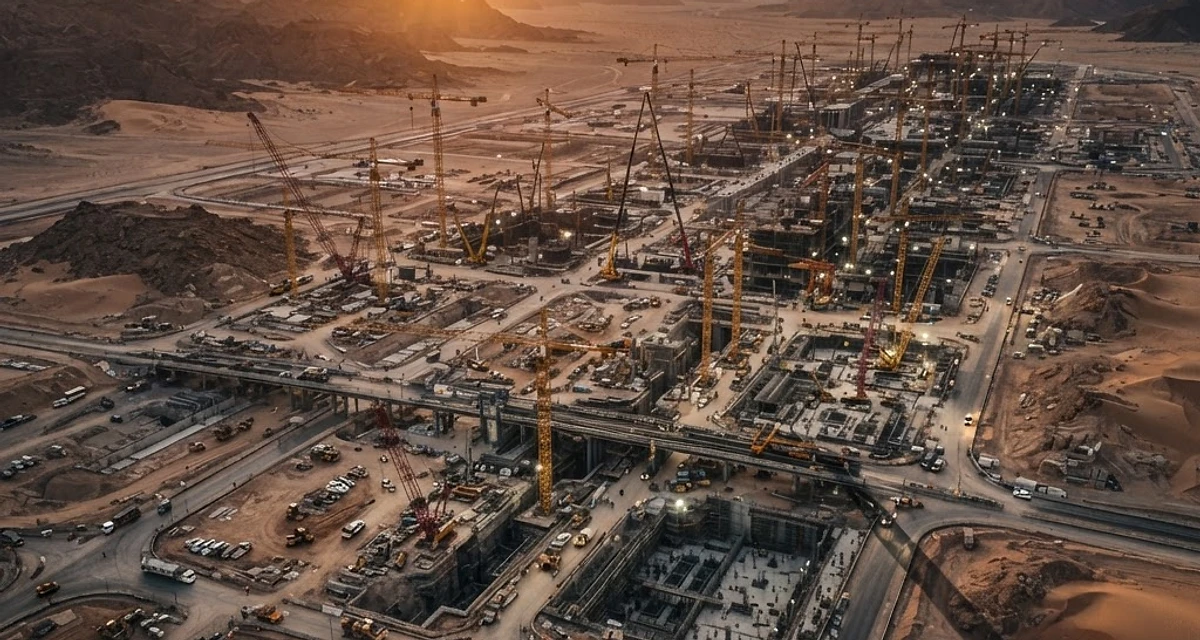 Aerial drone photography of a development site in Saudi Arabia