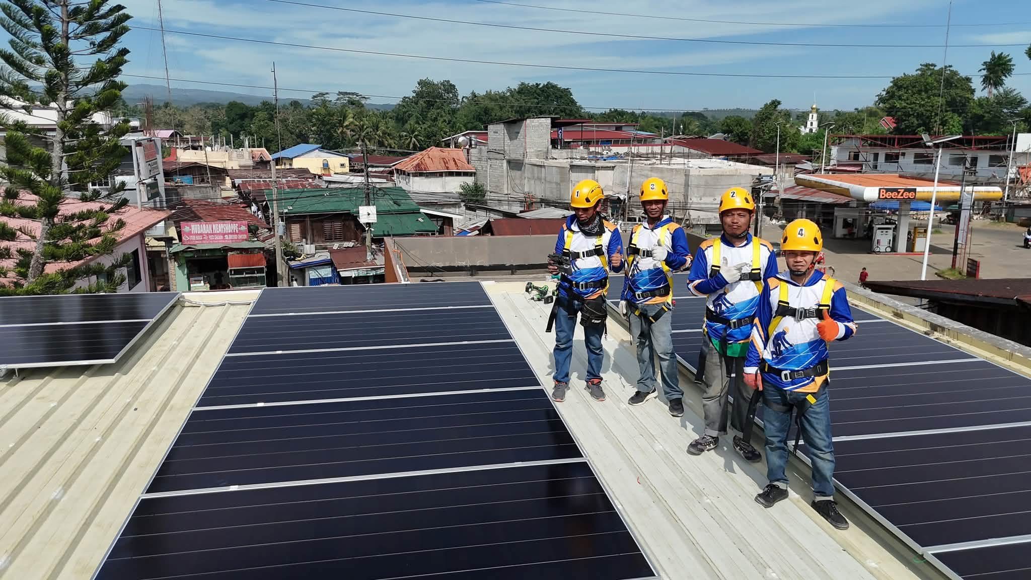 CEED SOLAR crew installing a rooftop solar array in Baloi, Lanao Del Norte