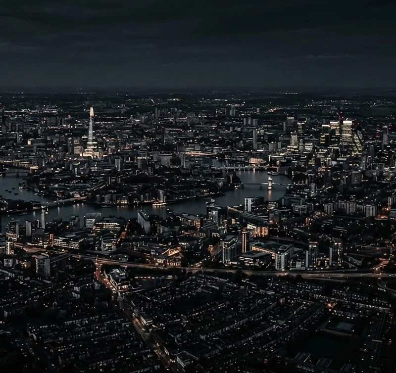 Aerial night view from a drone