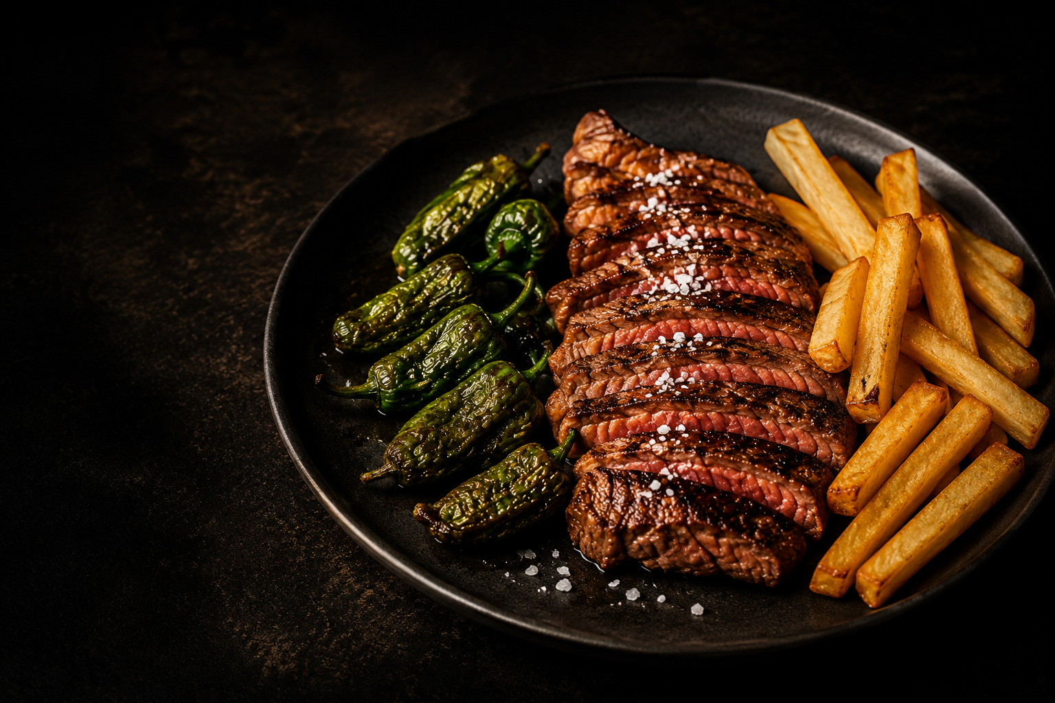 Entrecotte con pimientos y patatas · La Isla