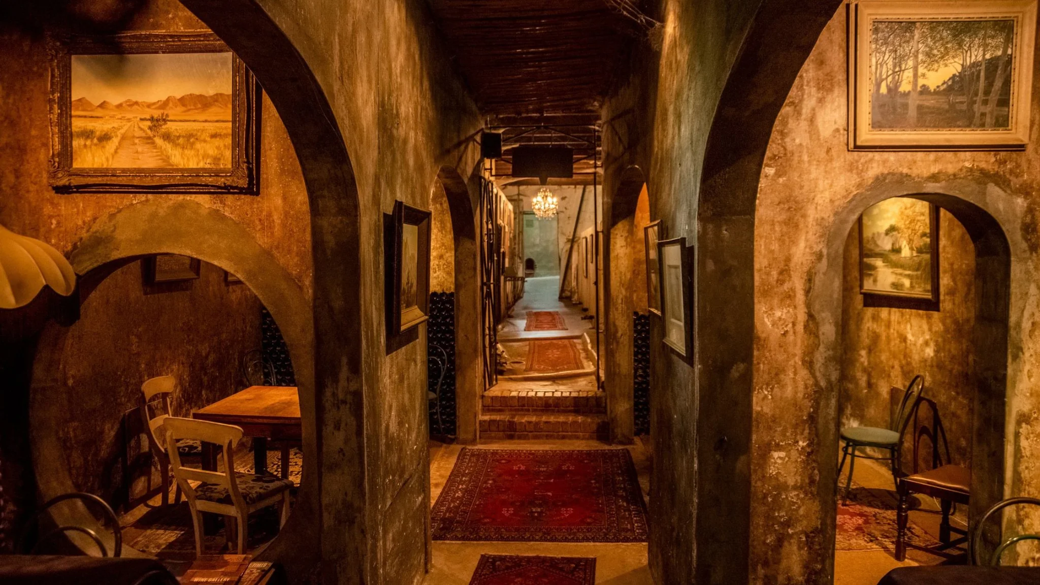 Historic cobwebbed tasting room interior at Muratie Wine Estate, Knorhoek Valley, Stellenbosch, dating to 1685