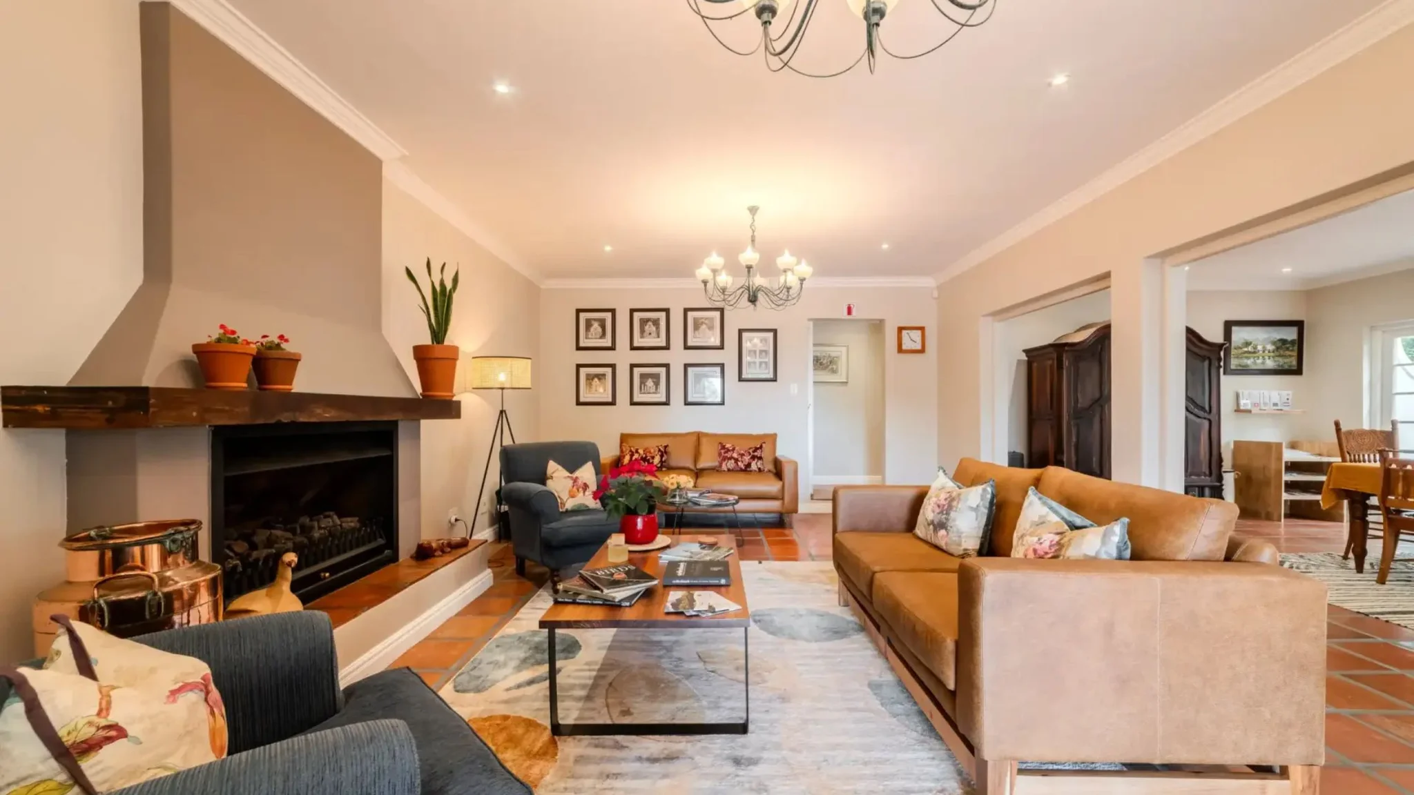 Living room in Eikendal Vineyards accommodation