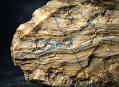 Layered rock strata core sample