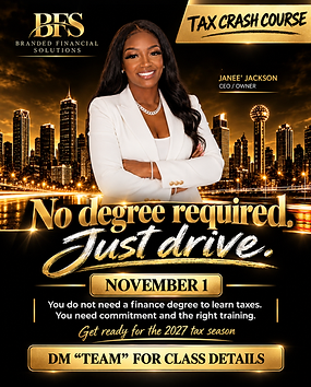 Branded Financial Solutions Tax Crash Course flyer — starts November 1