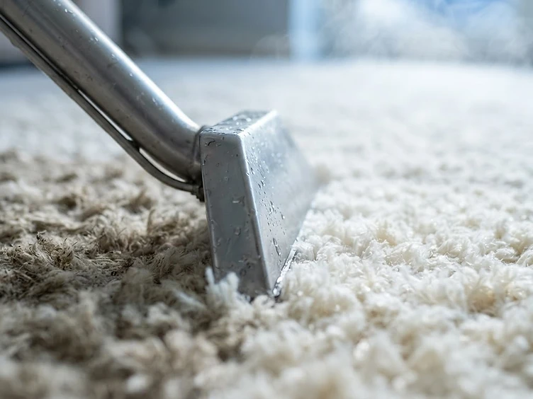 Professional carpet cleaning wand extracting dirt from a Calgary home carpet