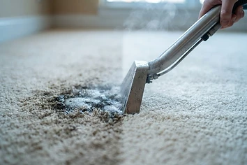Carpet pet stain being extracted with a professional wand in Calgary
