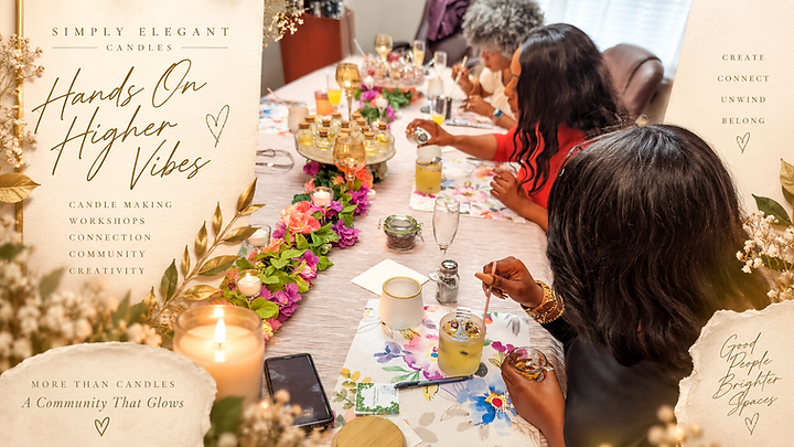 A private candle-making experience with women preparing candle vessels in a warm, bright studio