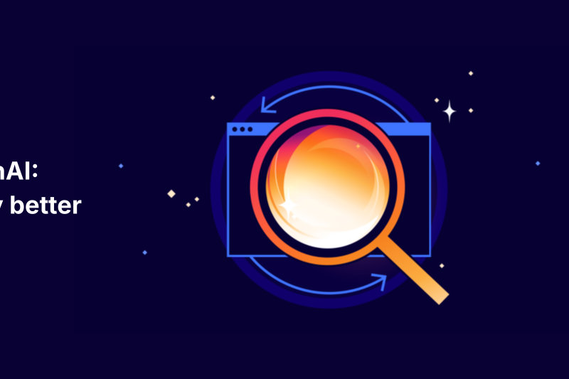 Grafika z bloga Cloudflare o współpracy z OpenAI: lupa na tle okna przeglądarki, obok napis o odkrywaniu treści przez AI