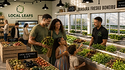 LocalLeafs retail store interior with fresh produce display