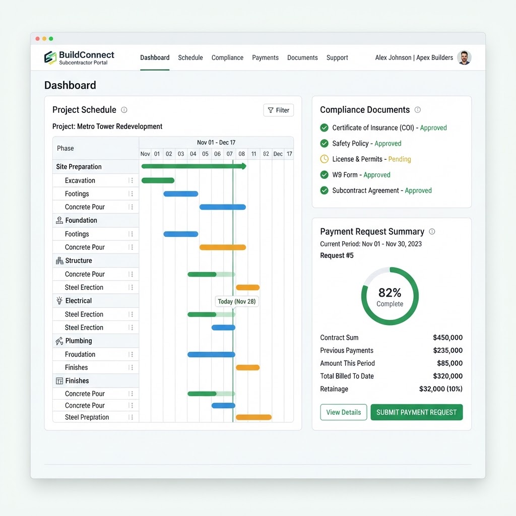 Sub/Contractor Portal screenshot