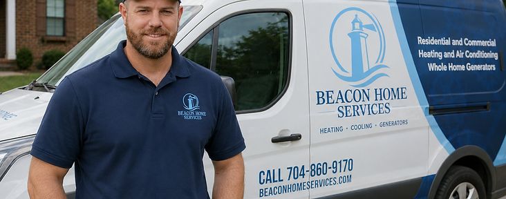 Beacon Home Services technician with a service van