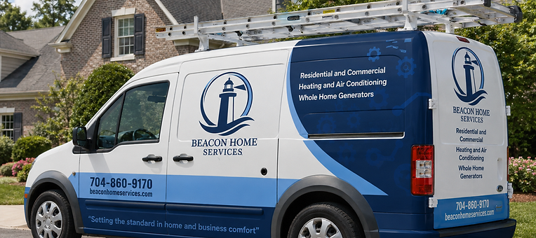 Beacon Home Services van parked in a residential neighborhood