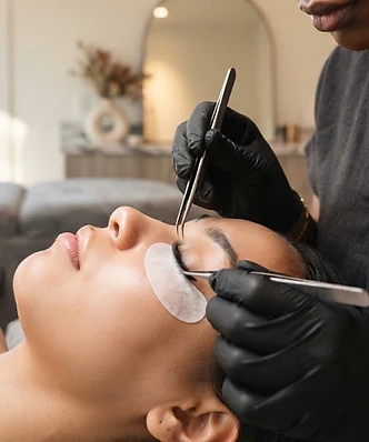 Close-up of lash artistry