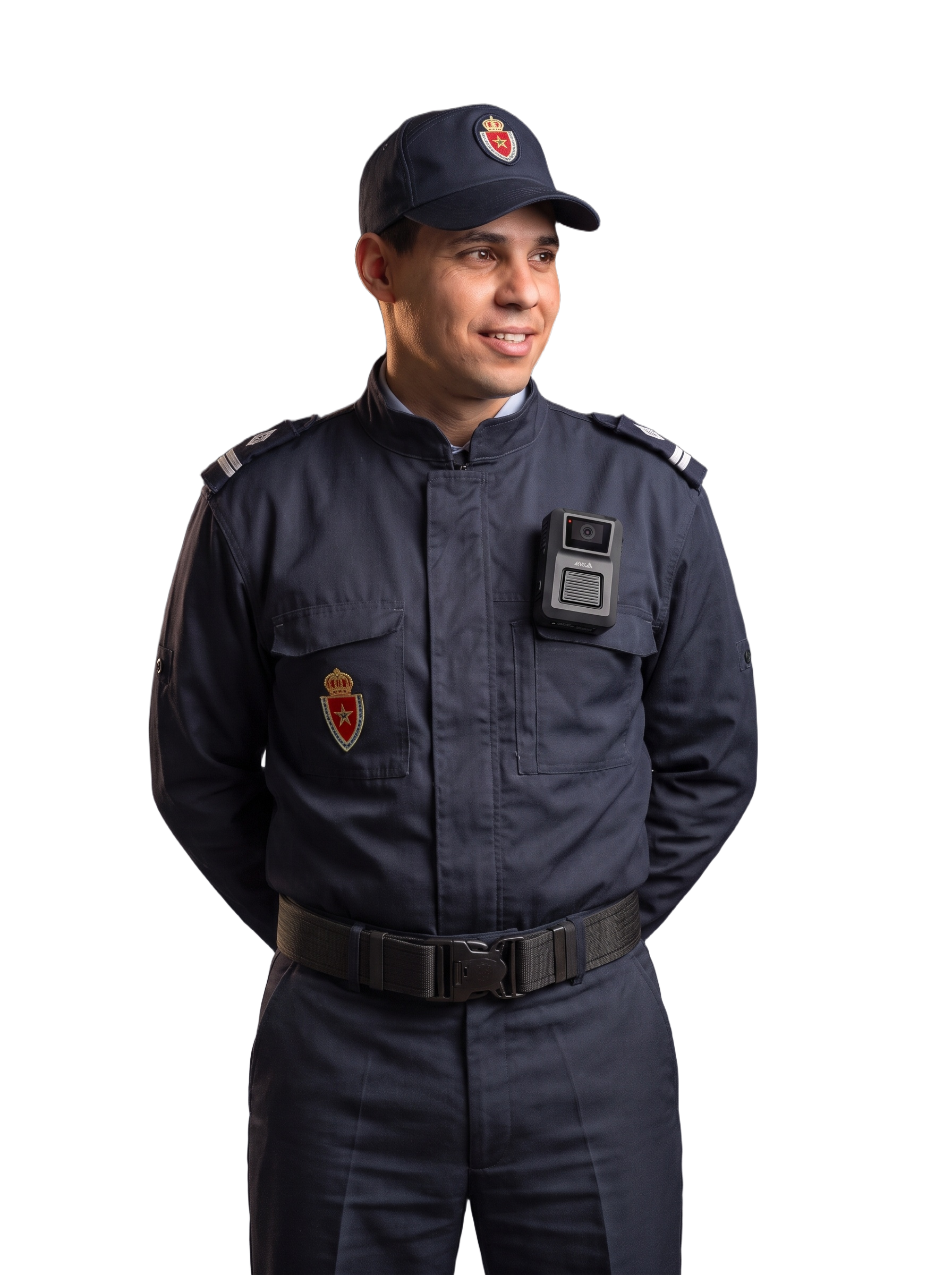 Moroccan correctional officer wearing body-worn camera