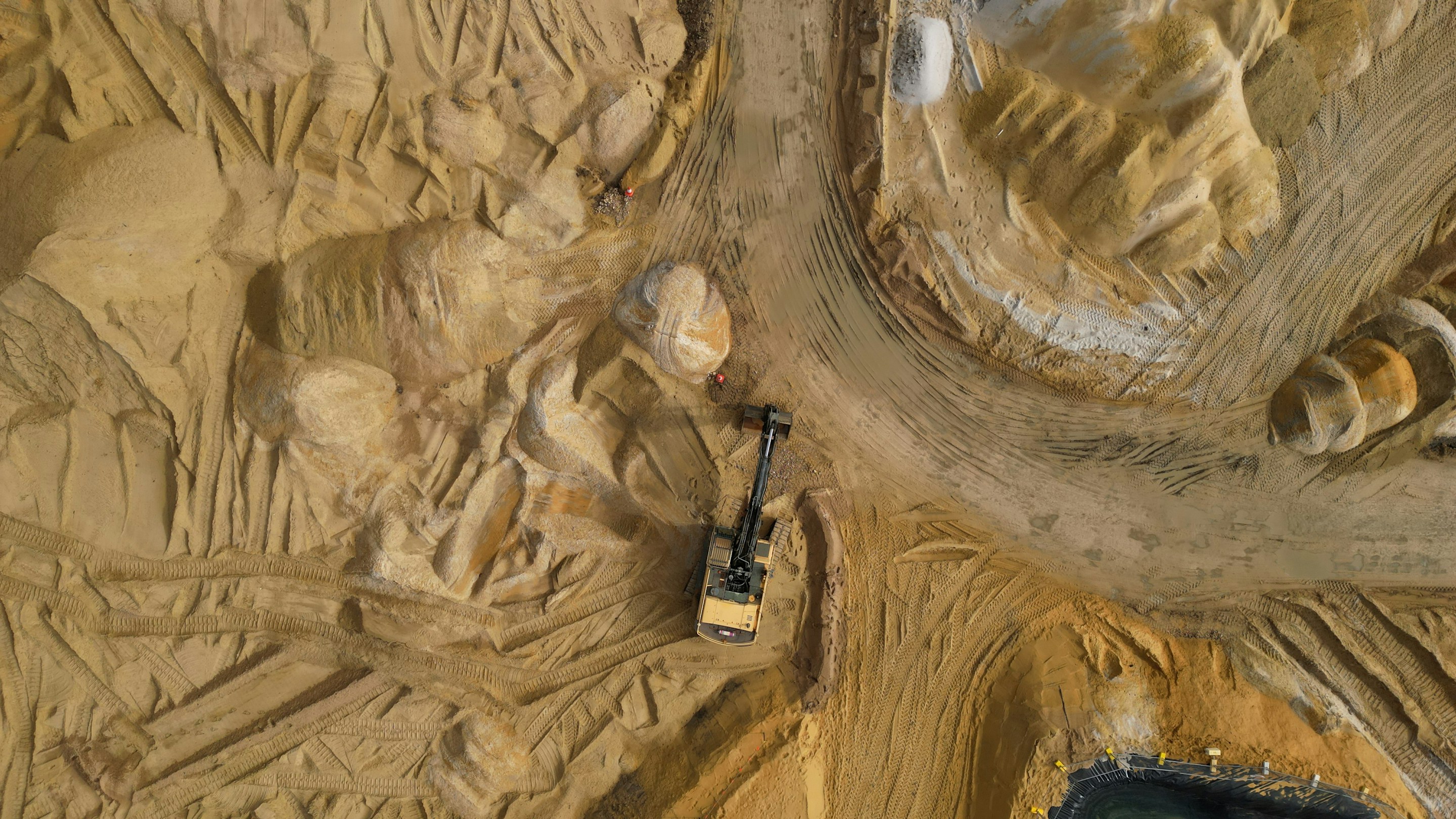 Aerial view of earthworks site