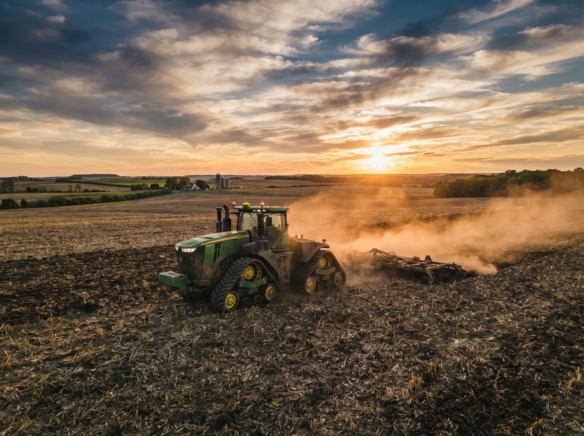 Tractor working in the field