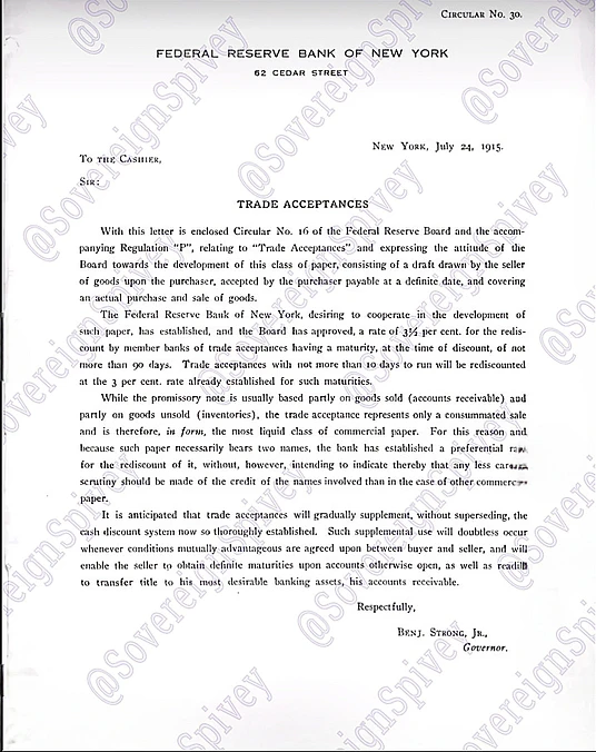 2. Trade Acceptances, Circular No. 30, New York (July 24, 1915)
