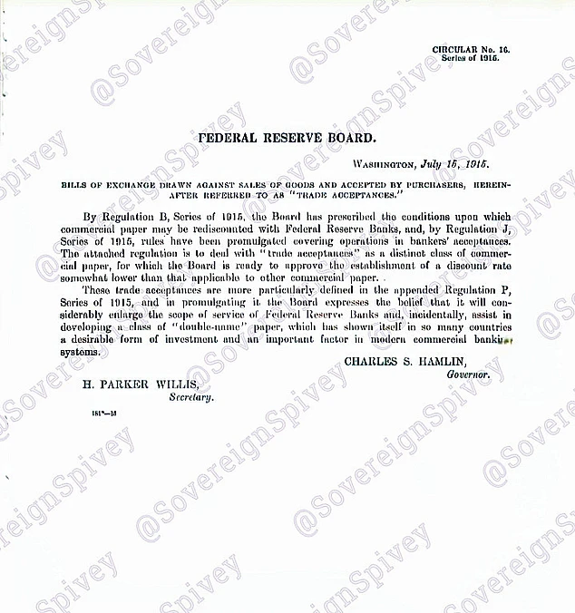 3. Regulation P, Circular No. 16, Federal Reserve Board, Washington (July 15, 1915)