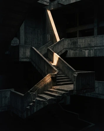 Brutalist concrete staircase