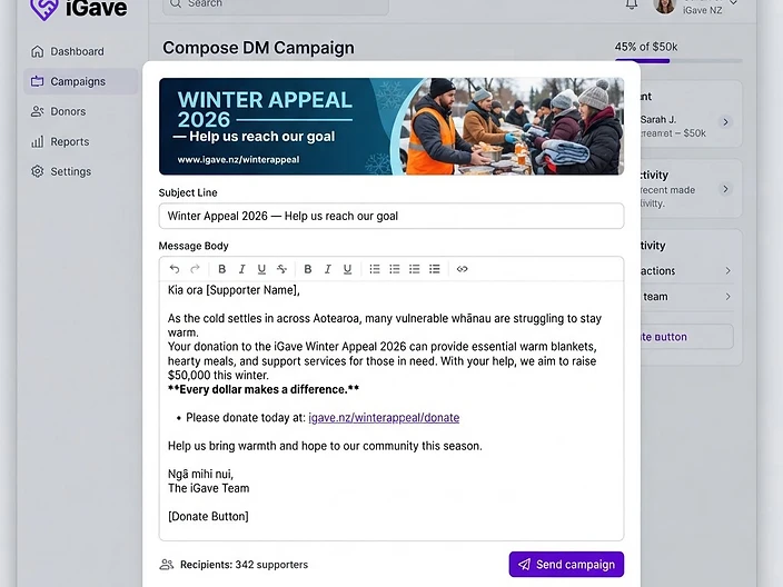 Reach supporters with one click