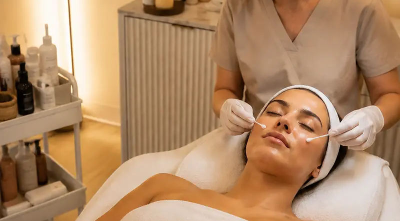 Editorial depiction of a clarifying acne facial at Serenity