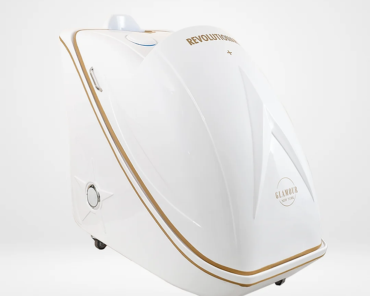 Glamour New York Revolutionary+ steam sauna capsule shown open