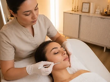 Editorial depiction of a professional dermaplaning treatment