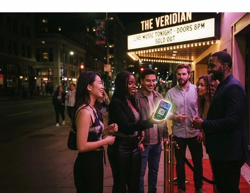 TR8 venue entry — presenting the TR8 Card