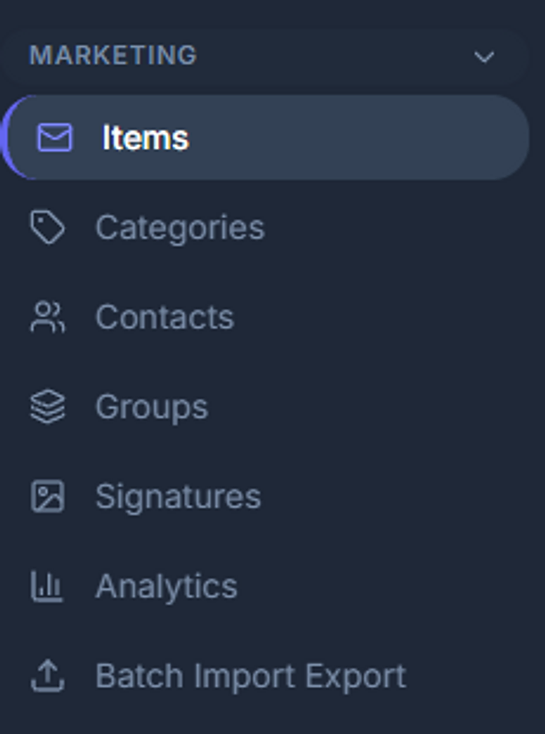Marketing interface