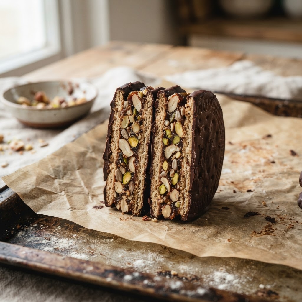 Healthy Biscuit Sandwich — with chocolate