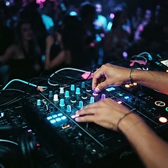 Behind the decks