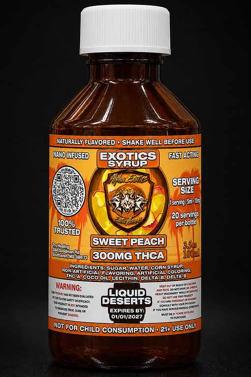 Alpha Exotics Sweet Peach THCA Syrup