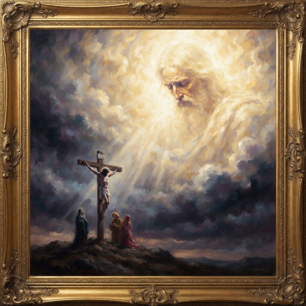 The Father turns His face away at the sight of His Son's death