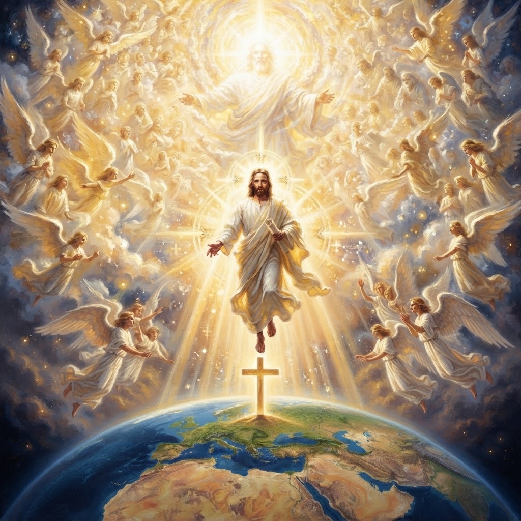 Jesus leaves the Father in heaven with a plan of redemption to die for men