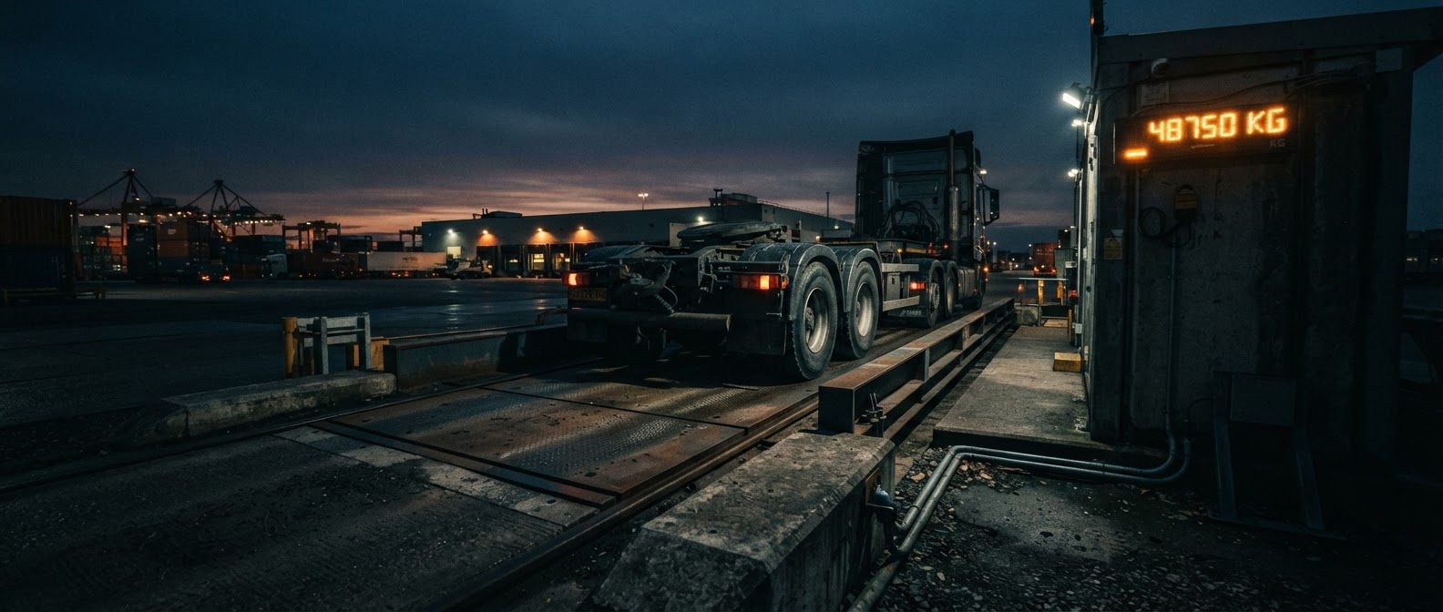 Truck weighbridge at twilight