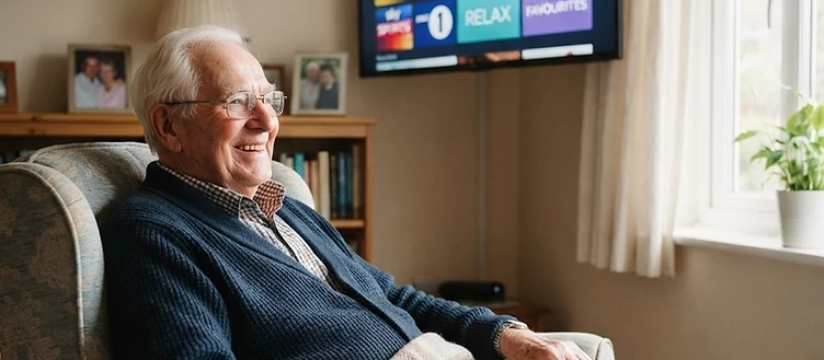 Ospite che usa la TV semplicemente con il telecomando