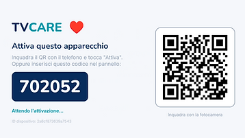 Schermata di attivazione dispositivo con QR code