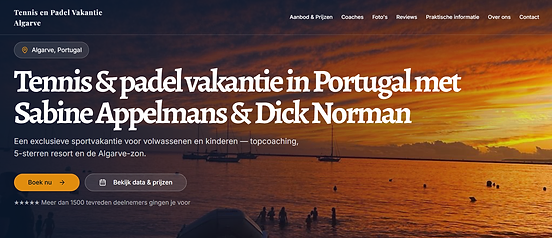 Live website Tennisenpadelvakantie Algarve