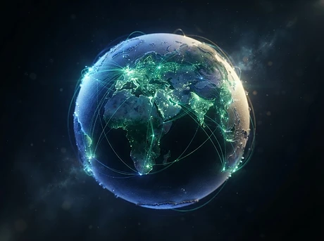 Frosted glass globe with signal rings